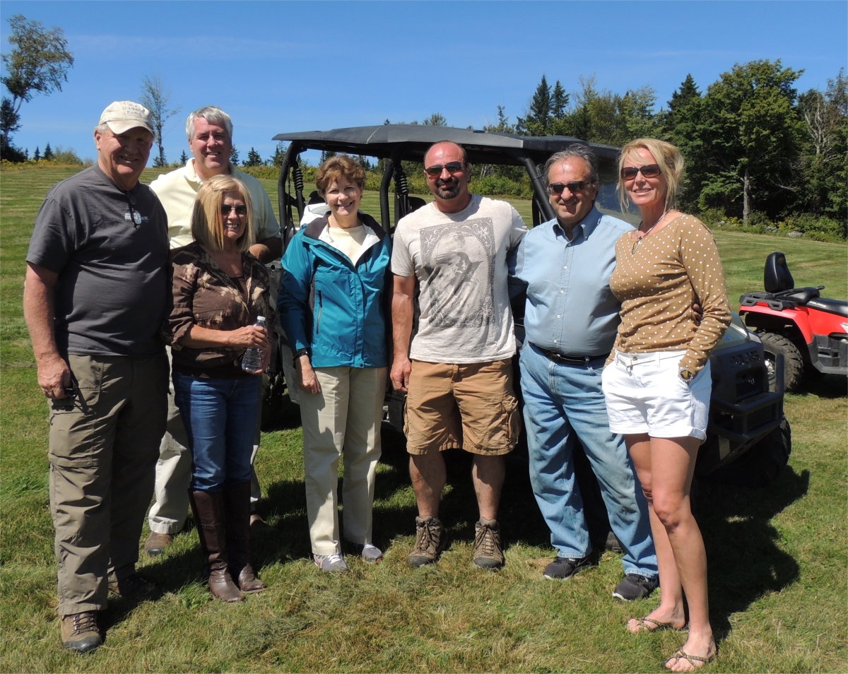 (August 24, 2013 – Colebrook, NH left to right: Harry Brown, Executive Director of the North Country OHRV Coalition, State Senator Jeff Woodburn (rear), Sue Brown, Senator Jeanne Shaheen, Steve Baillargeon, Bear Rock Adventures, Bill Shaheen, Corrine Rober, Bear Rock Adventures)