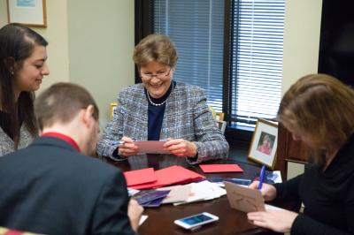 Photo Release Shaheen Staff Join In Holiday Cards 4 Our Military Nh Challenge U S Senator Jeanne Shaheen Of New Hampshire